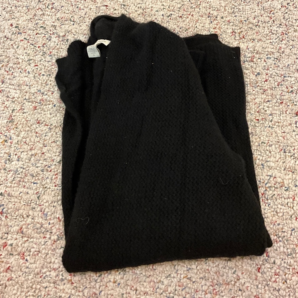White and Warren Black Cashmere Cardigan